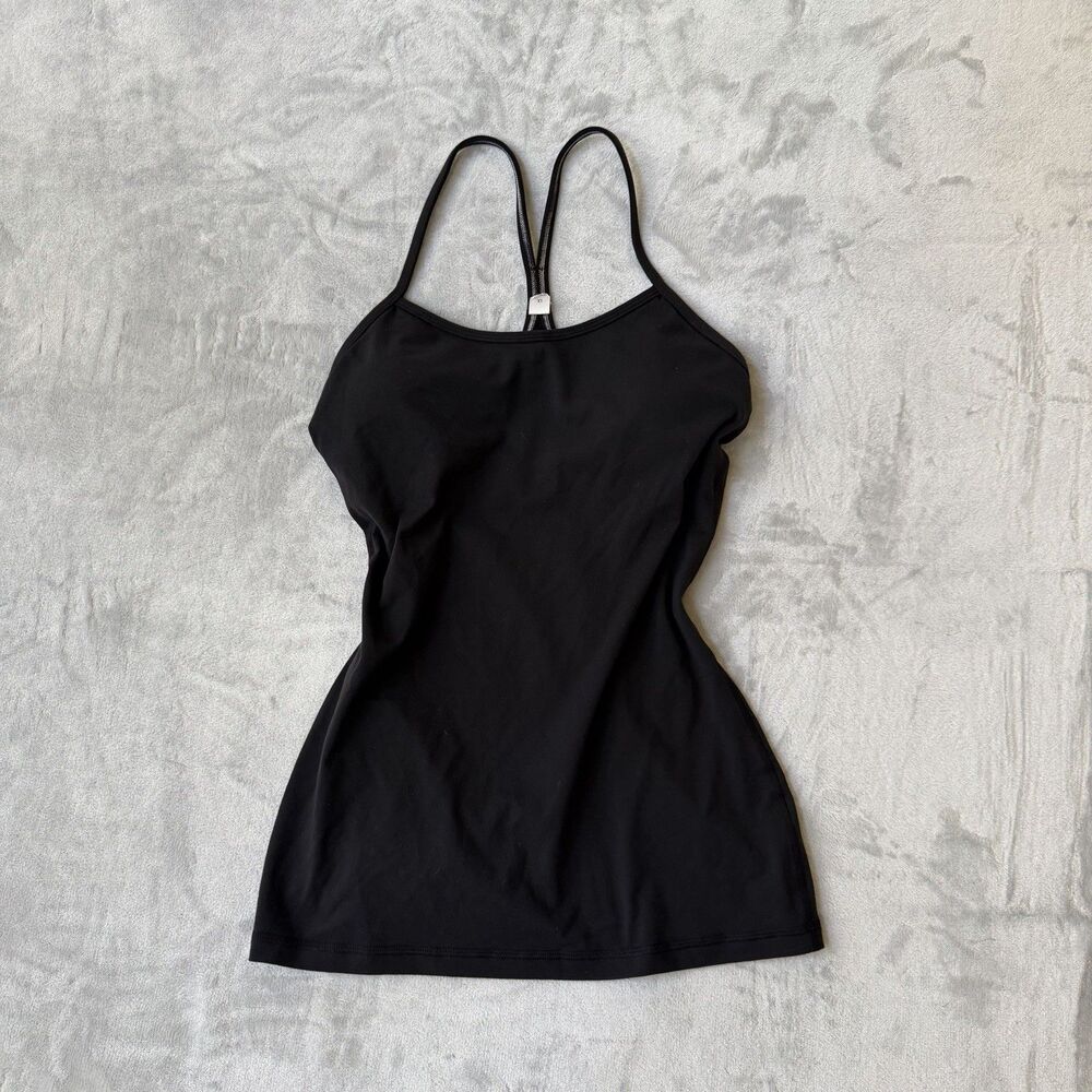 Lululemon Power Y Scrappy Athletic Tank Top Womens Size 6 Black Pullover EUC